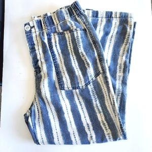 Anthropologie Victoire Blue White Tie Dye Stripe Cargo Pants Size M